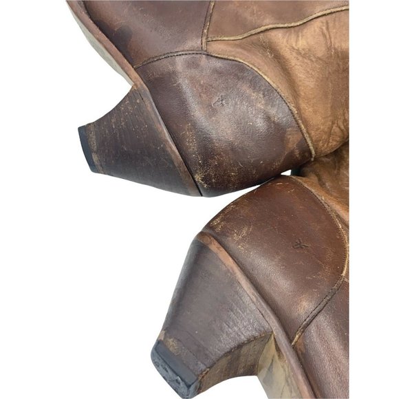 Frye 22169 Size 7 M Authentic Brown Leather Low Heel Mid Calf Boots - Picture 12 of 12
